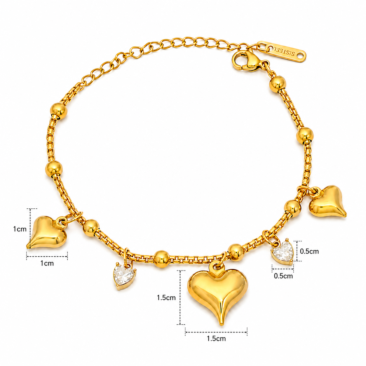 Golden Heartbeat Charm Bracelet