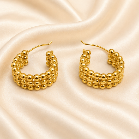 Beaded Mosaic Hoop Earrings