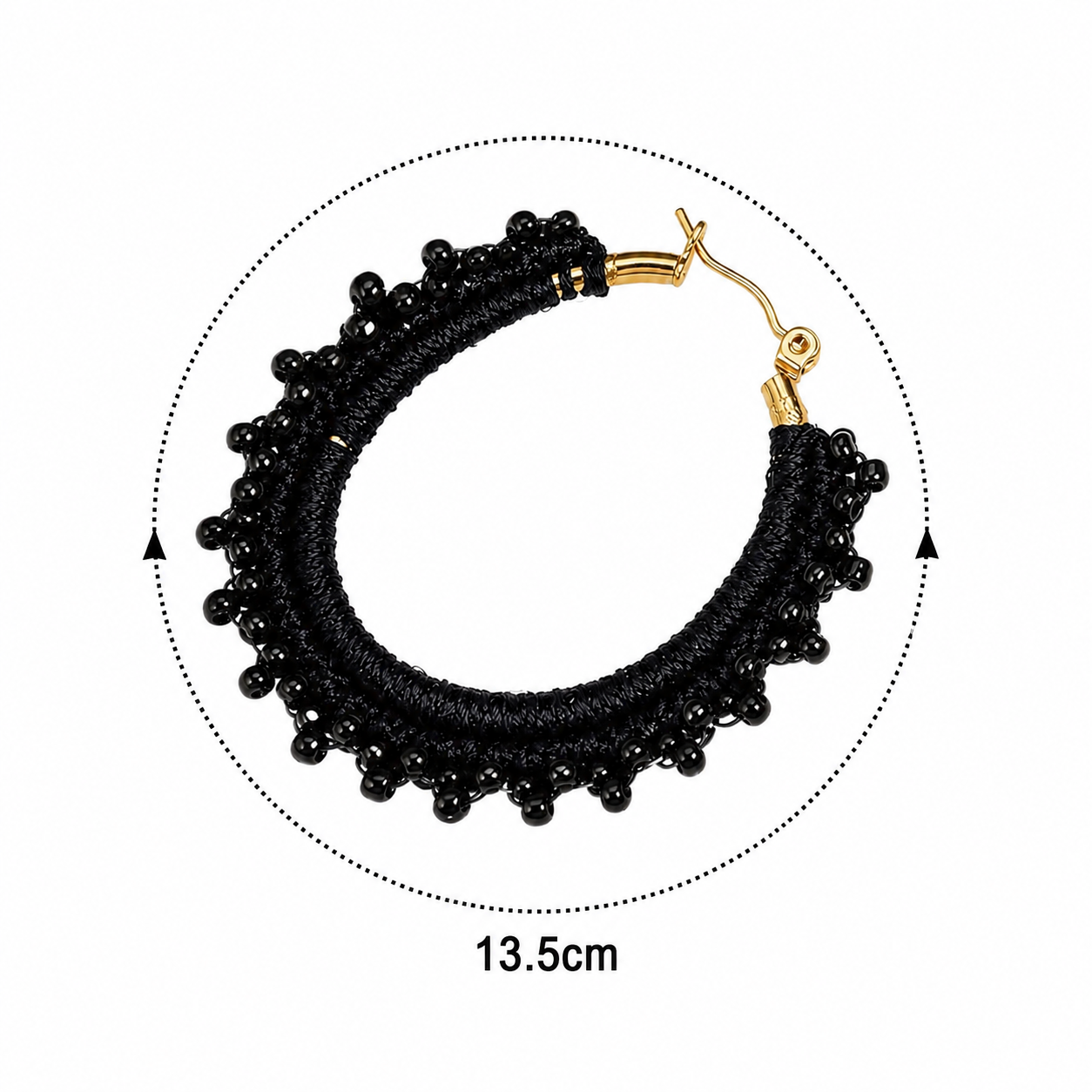Black Hand-Crocheted Hoops