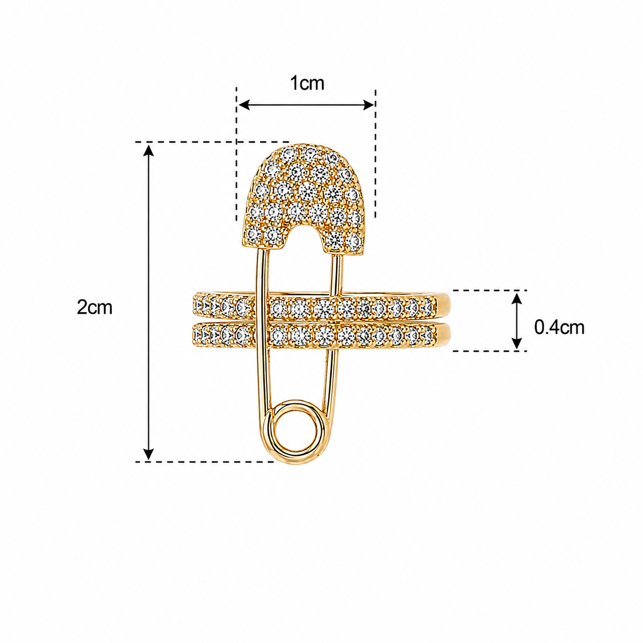 Golden Double Pin Safety Ring
