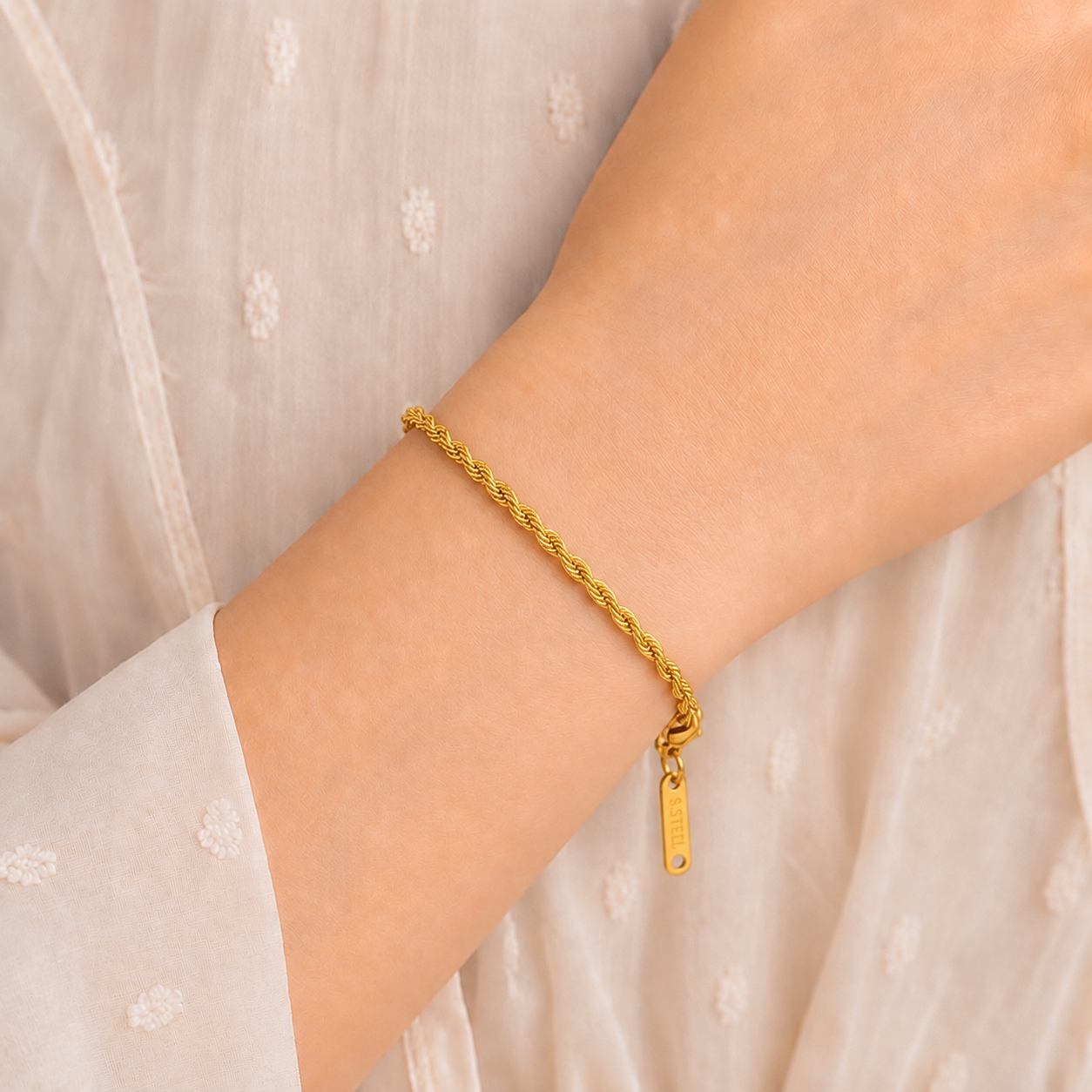 Golden Rope Twist Chain Bracelet