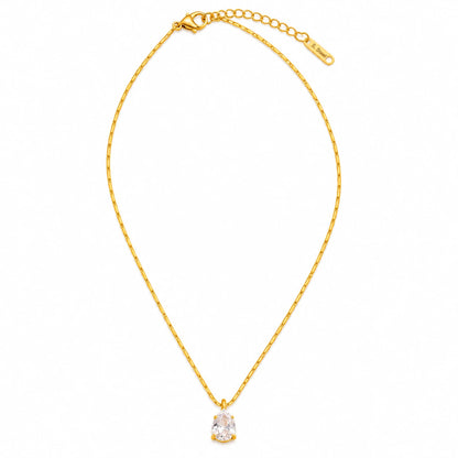 Teardrop Crystal Necklace with gold-plated stainless steel chain and sparkling teardrop pendant