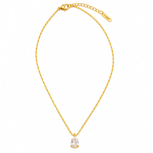 Teardrop Crystal Necklace with gold-plated stainless steel chain and sparkling teardrop pendant