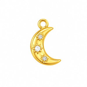Crescent Moon Crystal Gold Charm – 2mm