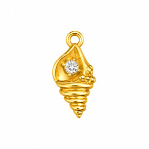 Crystal Conch Shell Gold Charm – 2mm