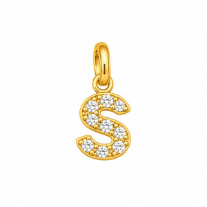 S Initial Gold CZ Charm – 1.6mm