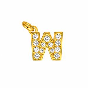 W Initial Gold CZ Charm – 1.6mm
