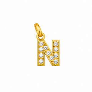 N Initial Gold CZ Charm – 1.6mm