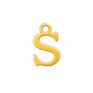 S Initial Gold Letter Charm – 1.5mm