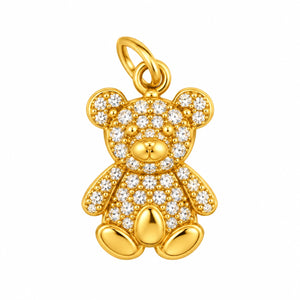 Teddy Bear Crystal Gold Charm – 2mm
