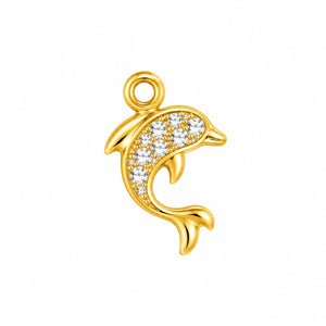 Crystal Dolphin Gold Charm – 2mm