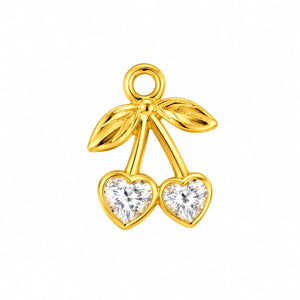 Cherry Heart Crystal Gold Charm – 2mm