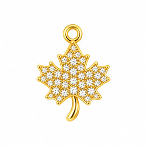 Crystal Maple Leaf Gold Charm – 2mm