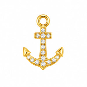Crystal Anchor Gold Charm – 2mm