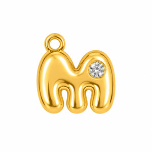 M Initial Bubble Crystal Charm – 2mm