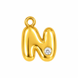 N Initial Bubble Crystal Charm – 2mm
