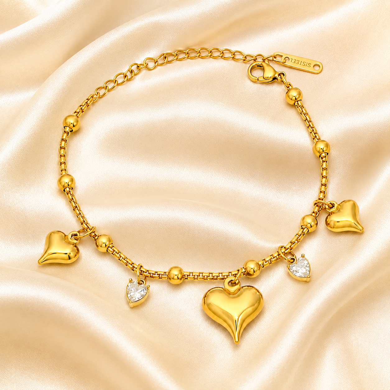 Golden Heartbeat Charm Bracelet