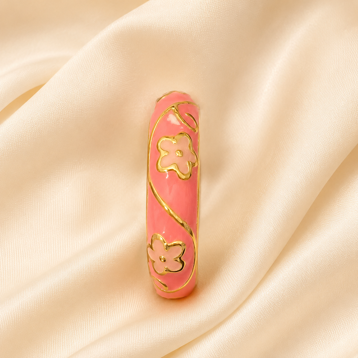 Pink Blossom Enamel Ring