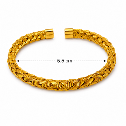 Golden Braided Cuff Bangle Bracelet