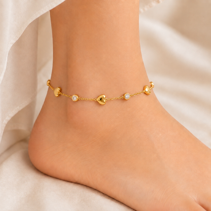 Golden Heartbeat Anklet