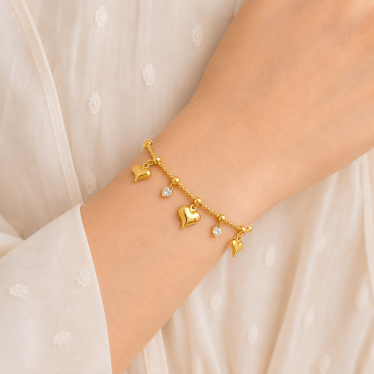 Golden Heartbeat Charm Bracelet