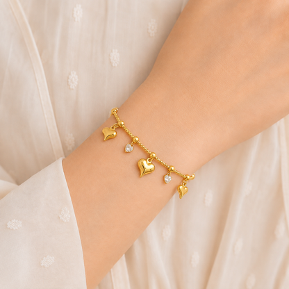 Golden Heartbeat Charm Bracelet