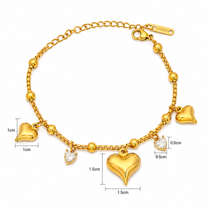 Golden Heartbeat Charm Bracelet