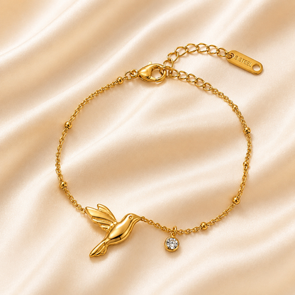 Golden Hummingbird Charm Bracelet