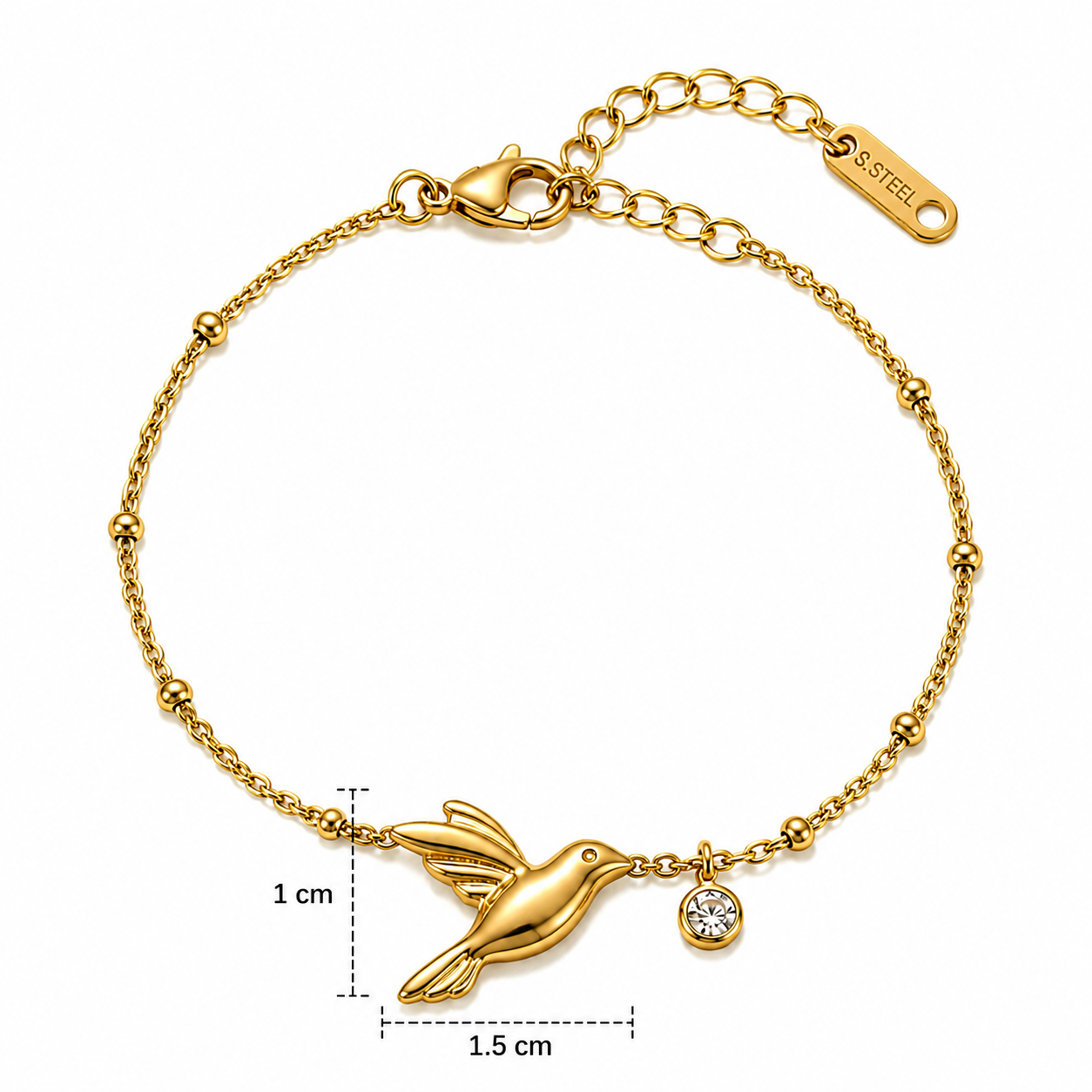 Golden Hummingbird Charm Bracelet
