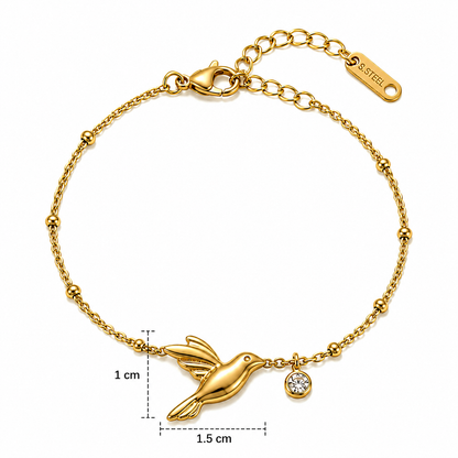 Golden Hummingbird Charm Bracelet