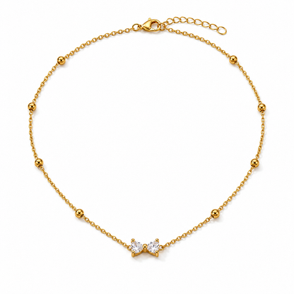 Dainty Gold Bow Necklace – crystal bow pendant, waterproof anti-tarnish hypoallergenic stainless steel