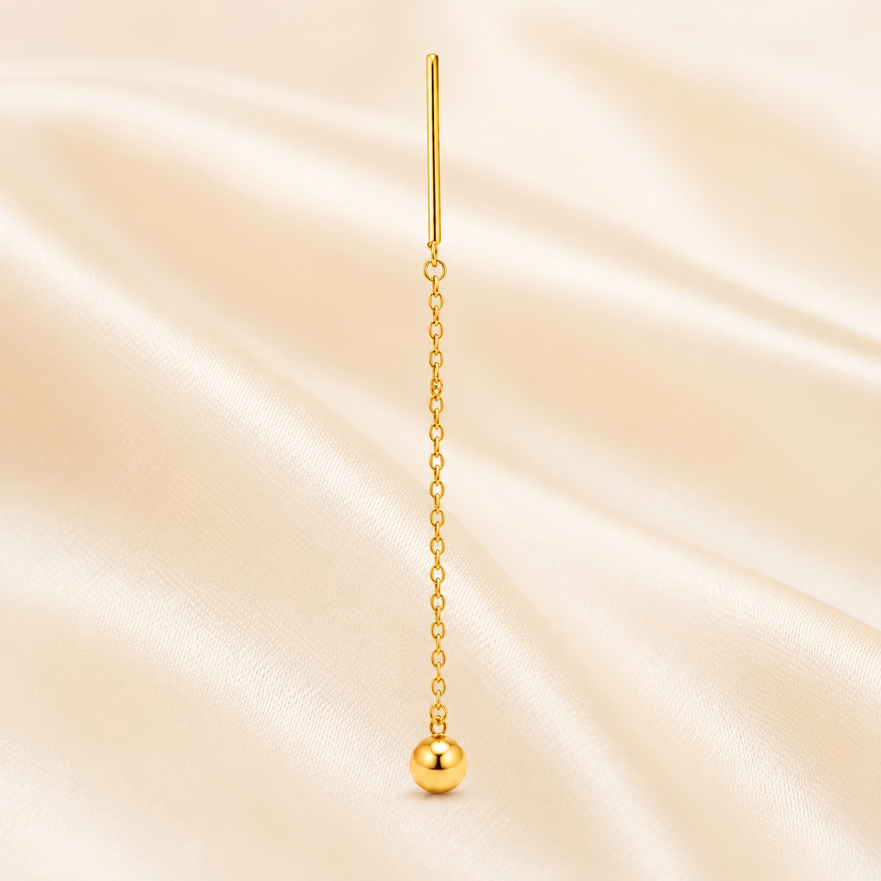 Gold Ball Threader Earrings