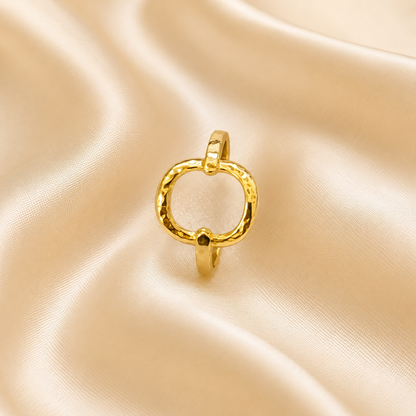 Circle and Curves Hammered Ring