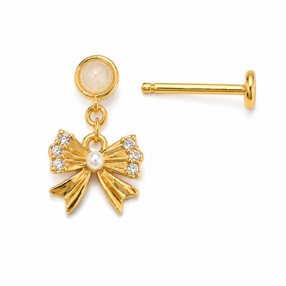 Bow Pearl Stud Earrings