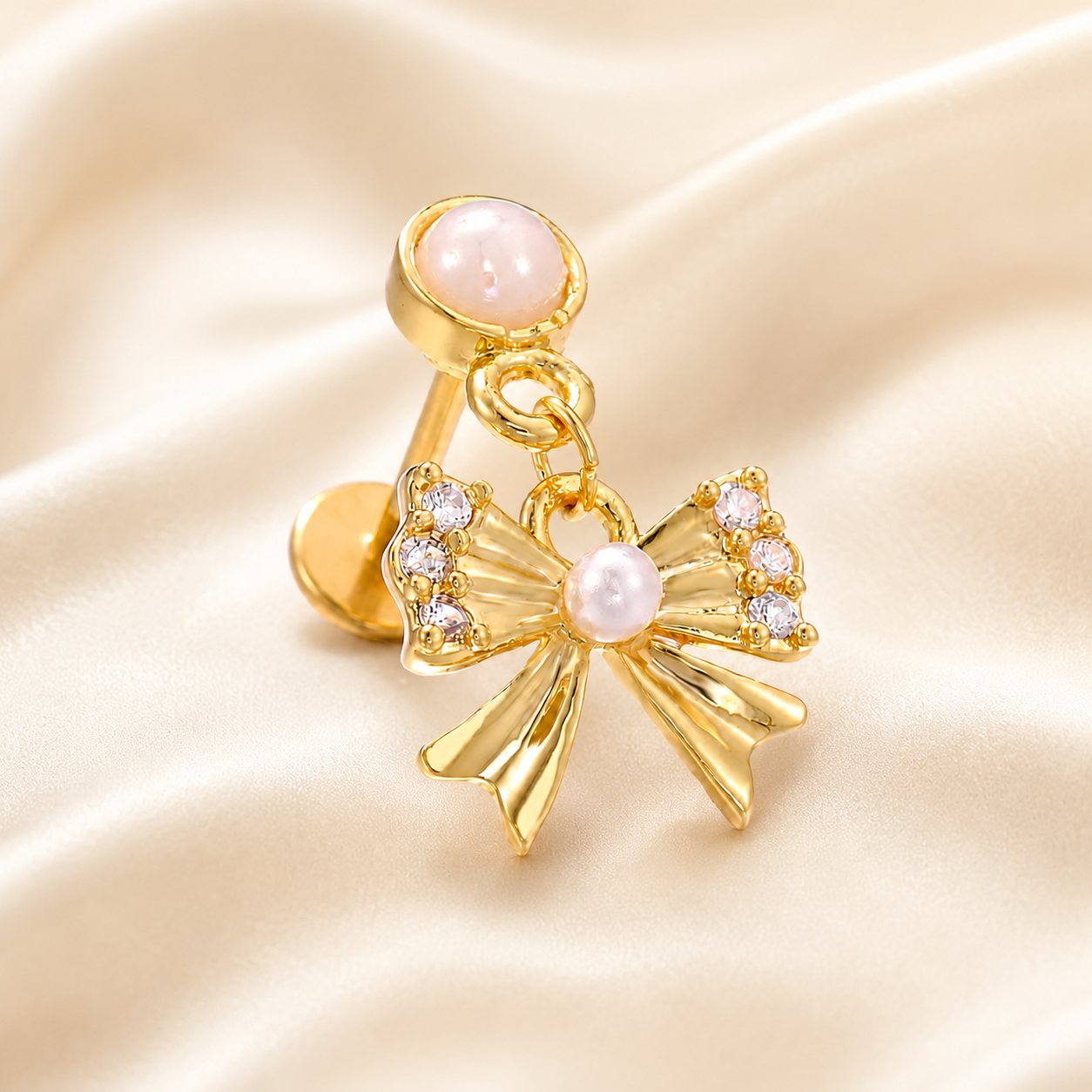 Bow Pearl Stud Earrings