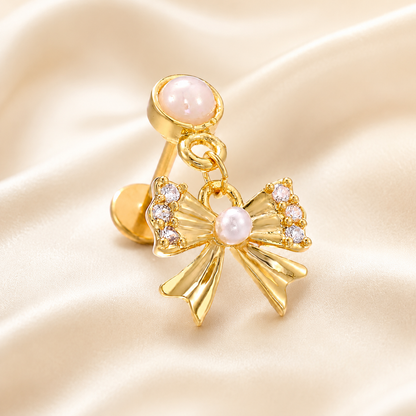 Bow Pearl Stud Earrings