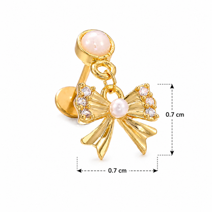 Bow Pearl Stud Earrings