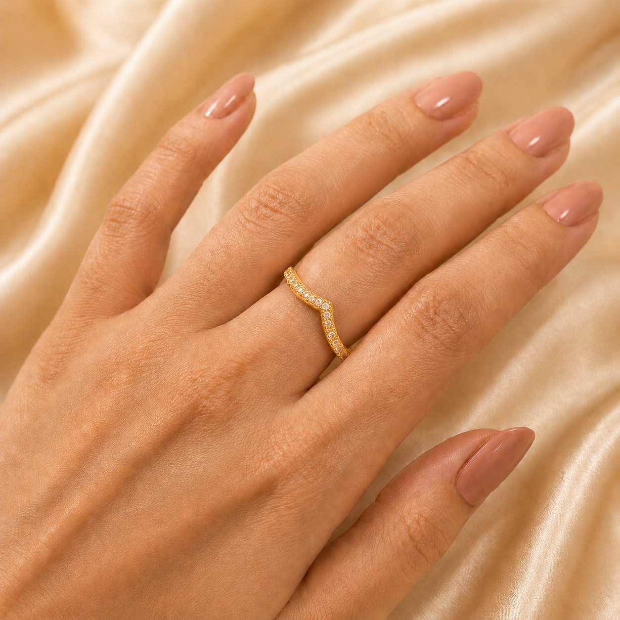 Infinity Chevron Crystal Ring