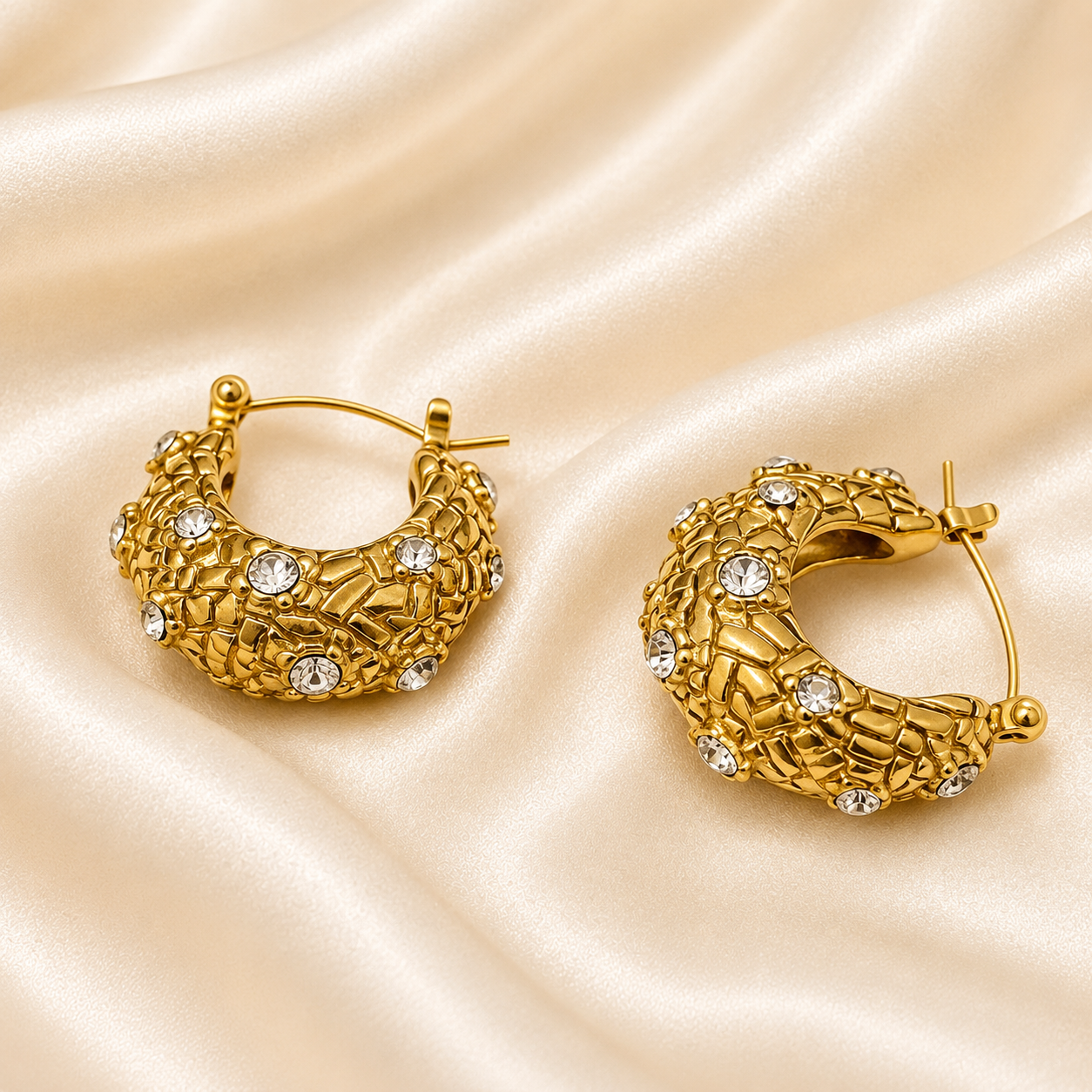 Mosaic Crystal Hoop Earrings