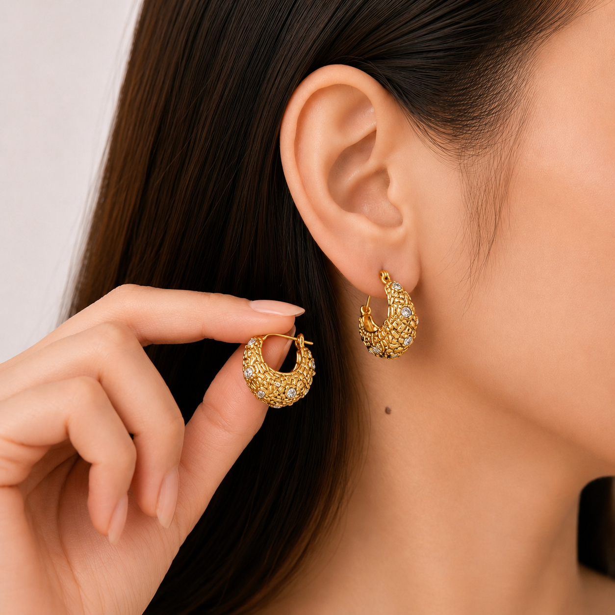 Mosaic Crystal Hoop Earrings