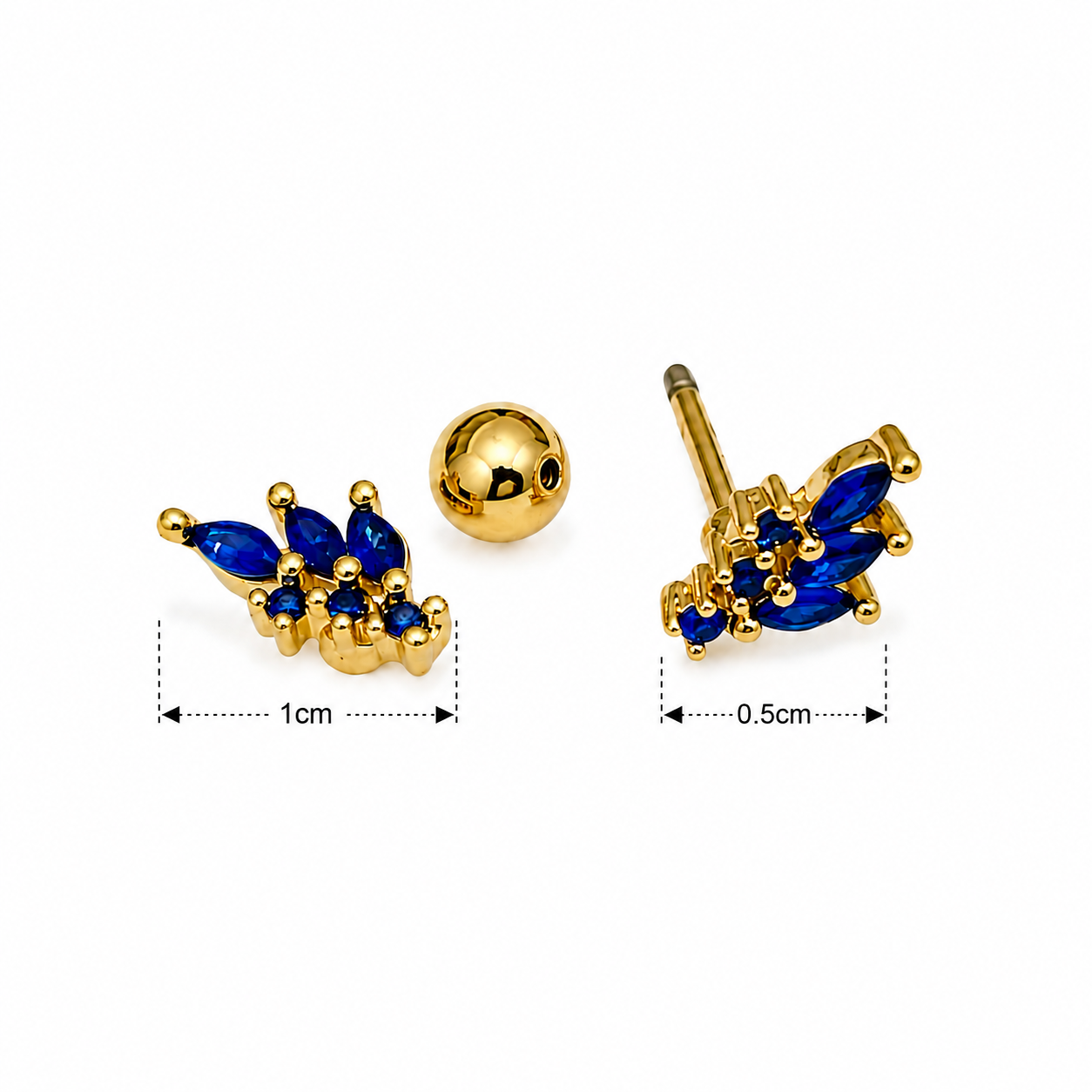 Blue Sapphire Floral Stud Earrings