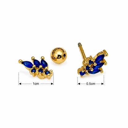 Blue Sapphire Floral Stud Earrings