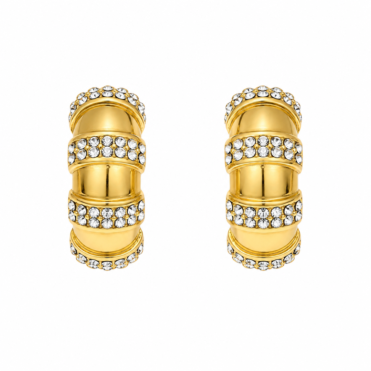 Golden Desire Hoops gold hoop earrings with crystal pavé detailing
