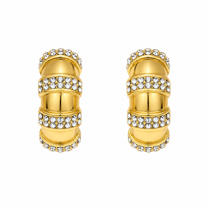 Golden Desire Hoops gold hoop earrings with crystal pavé detailing