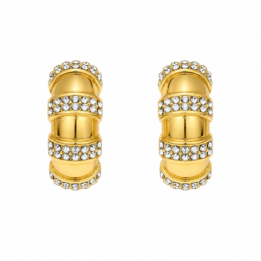 Golden Desire Hoops gold hoop earrings with crystal pavé detailing