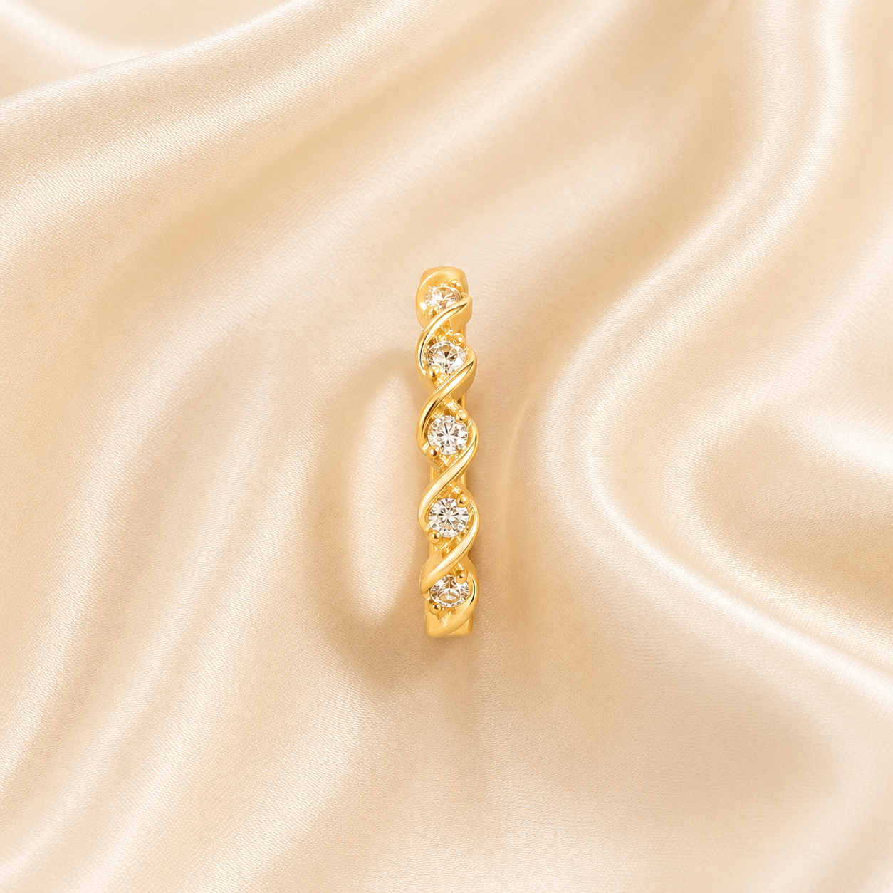 Twist & Sparkle Gold Ring