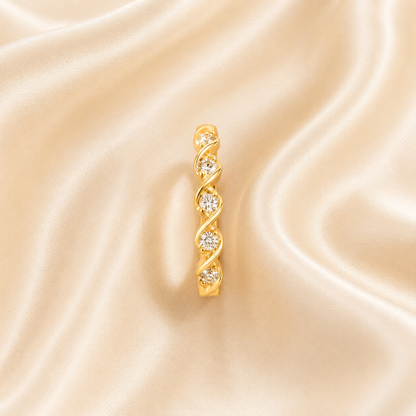 Twist & Sparkle Gold Ring