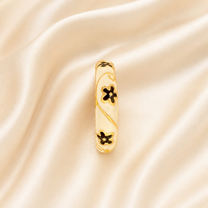 Monochrome Blossom Enamel Ring
