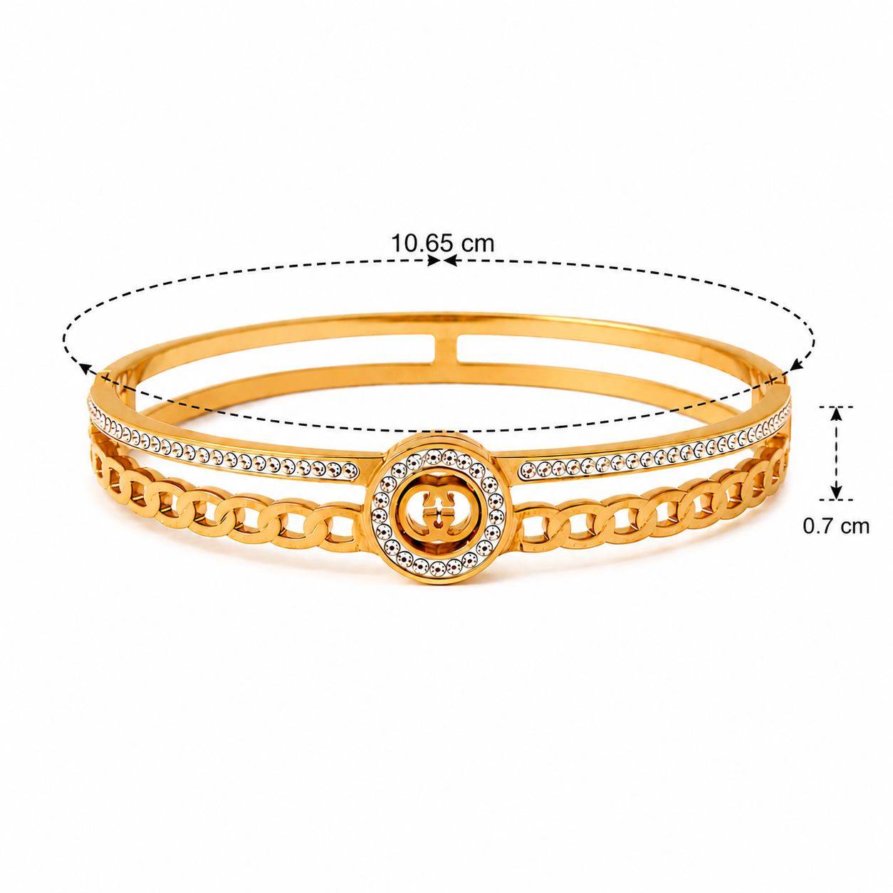 Crystal Chain Gold Cuff Bangle Bracelet