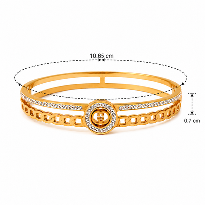 Crystal Chain Gold Cuff Bangle Bracelet
